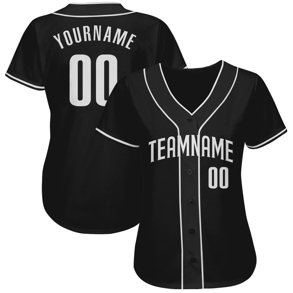 Custom Black White Authentic Baseball Jersey