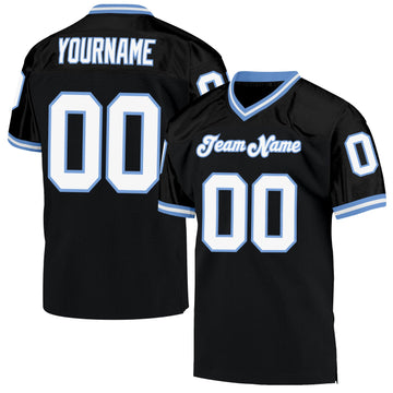 Custom Black White-Light Blue Mesh Authentic Throwback Football Jersey