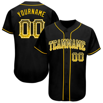 Custom Black Gold-White Authentic Drift Fashion Baseball Jersey