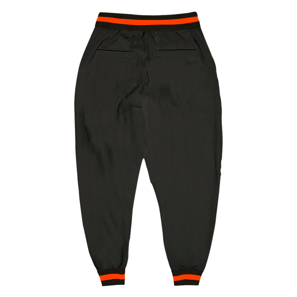 Custom Black Black-Orange Sports Pants