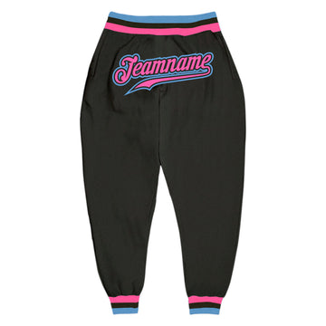 Custom Black Pink-Light Blue Sports Pants