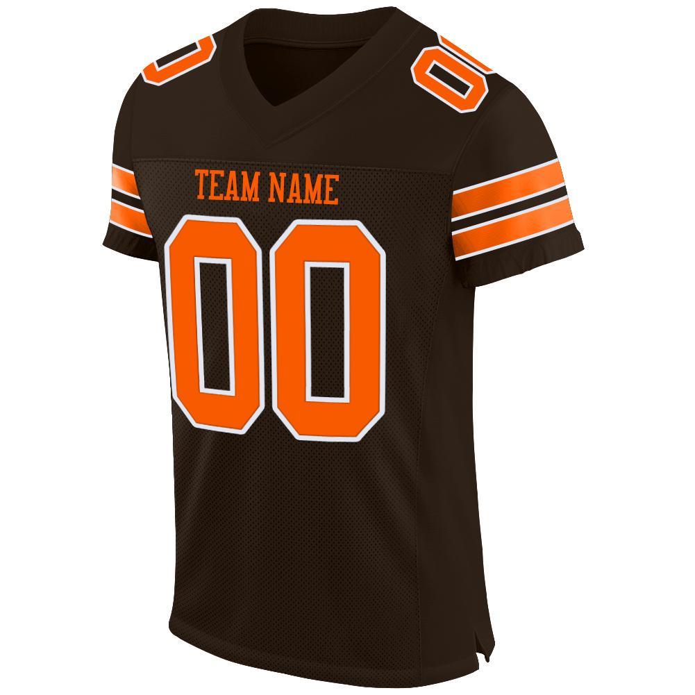 Custom Brown Orange-White Mesh Authentic Football Jersey