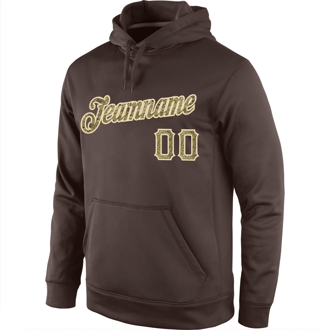 Custom Stitched Brown Camo-Cream Sports Pullover Sweatshirt Hoodie