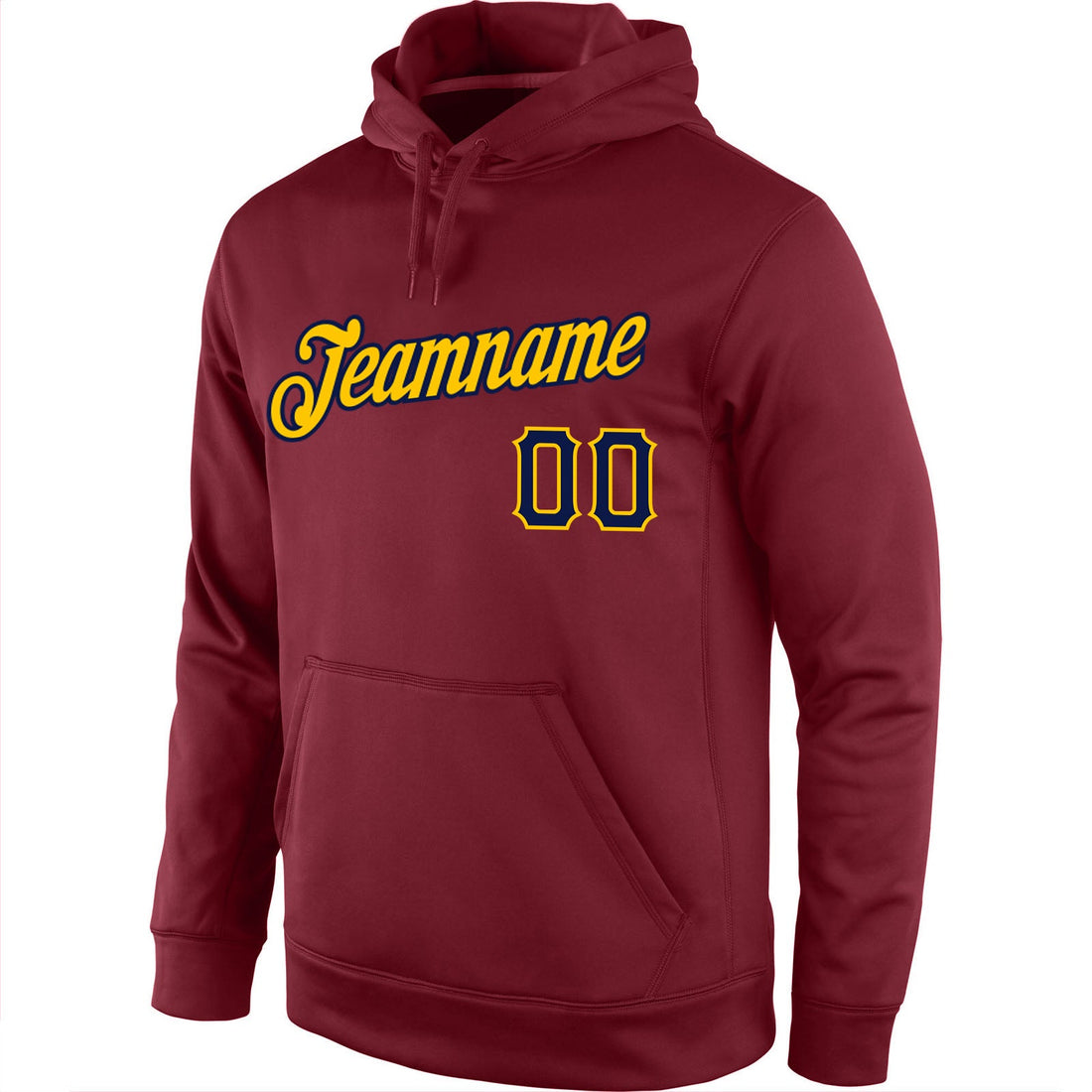 Custom Stitched Burgundy Navy-Gold Sports Pullover Sweatshirt Hoodie