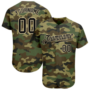 Custom Camo Black-City Cream Authentic Salute To Service Baseball Jersey