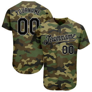 Custom Camo Black-Gray Authentic Salute To Service Baseball Jersey