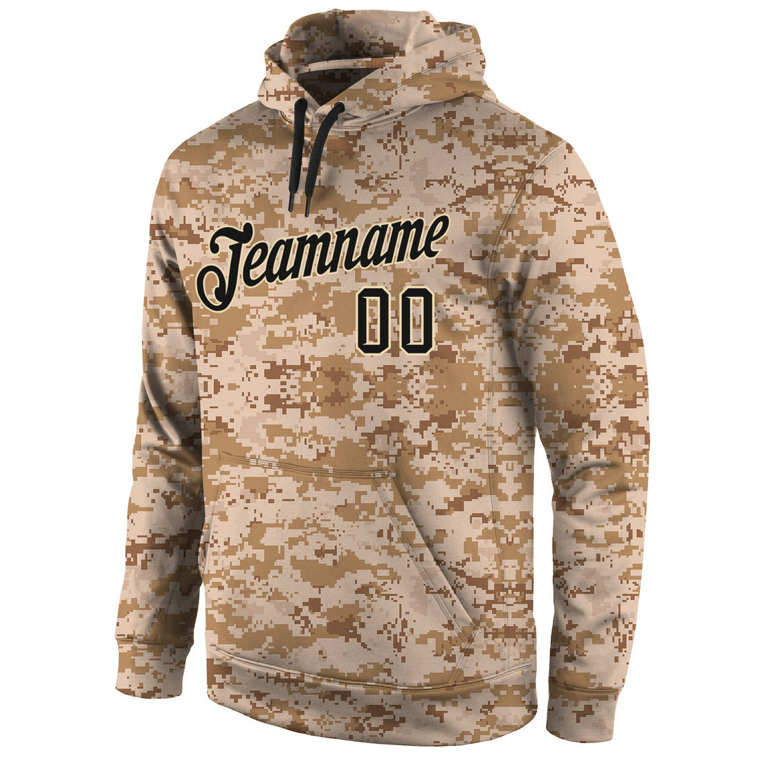 Custom Stitched Camo Black-Cream Sports Pullover Sweatshirt Salute To Service Hoodie