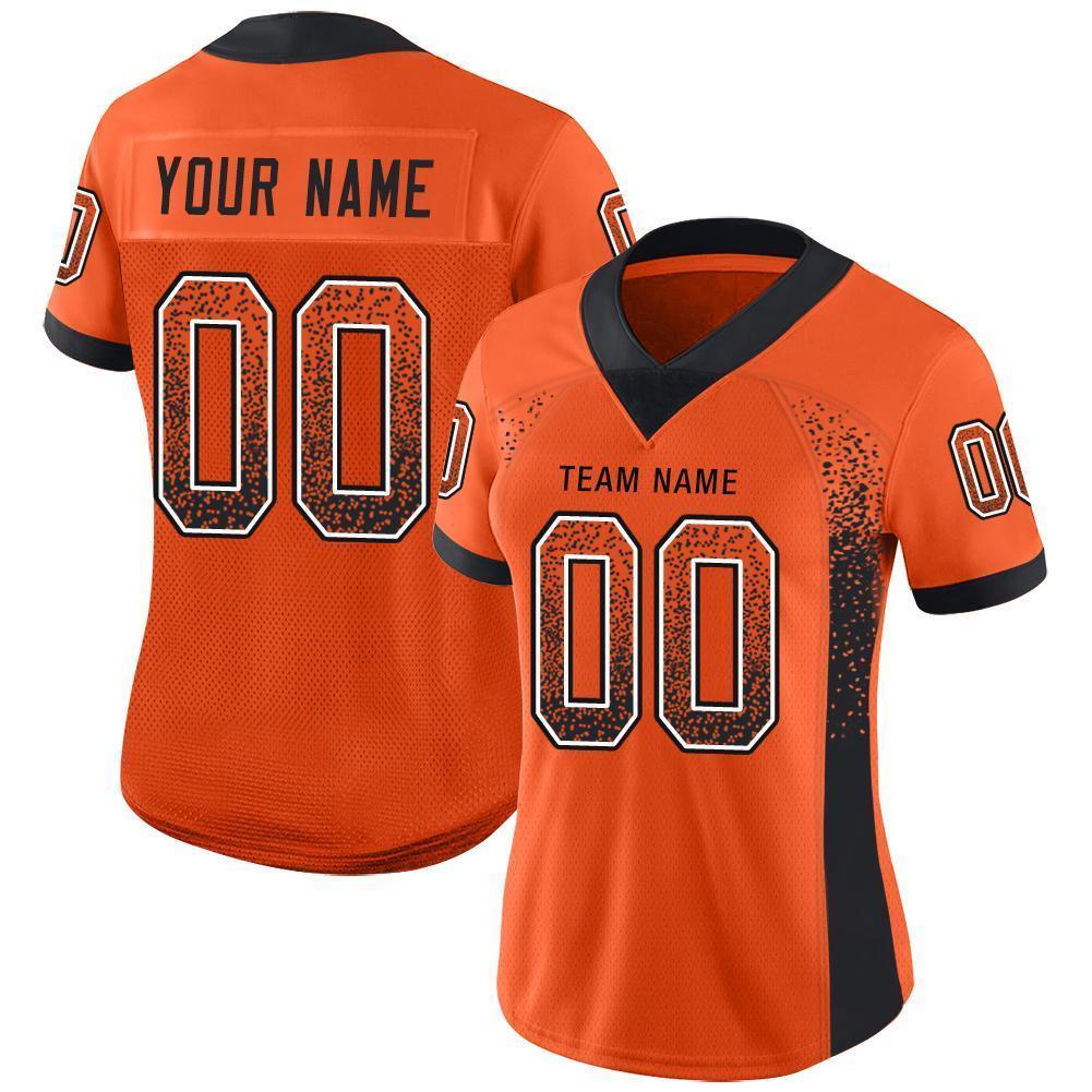 Custom Orange Black-White Mesh Drift Fashion Football Jersey