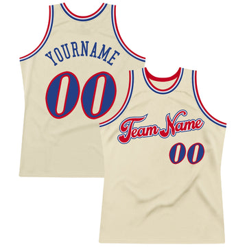 Custom Cream Royal-Red Authentic Throwback Basketball Jersey