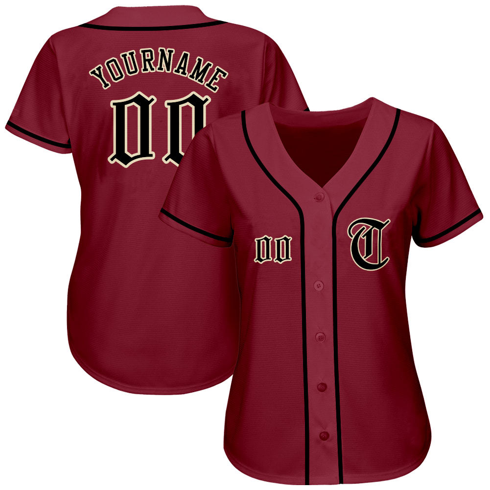 Custom Crimson Black-City Cream Authentic Baseball Jersey