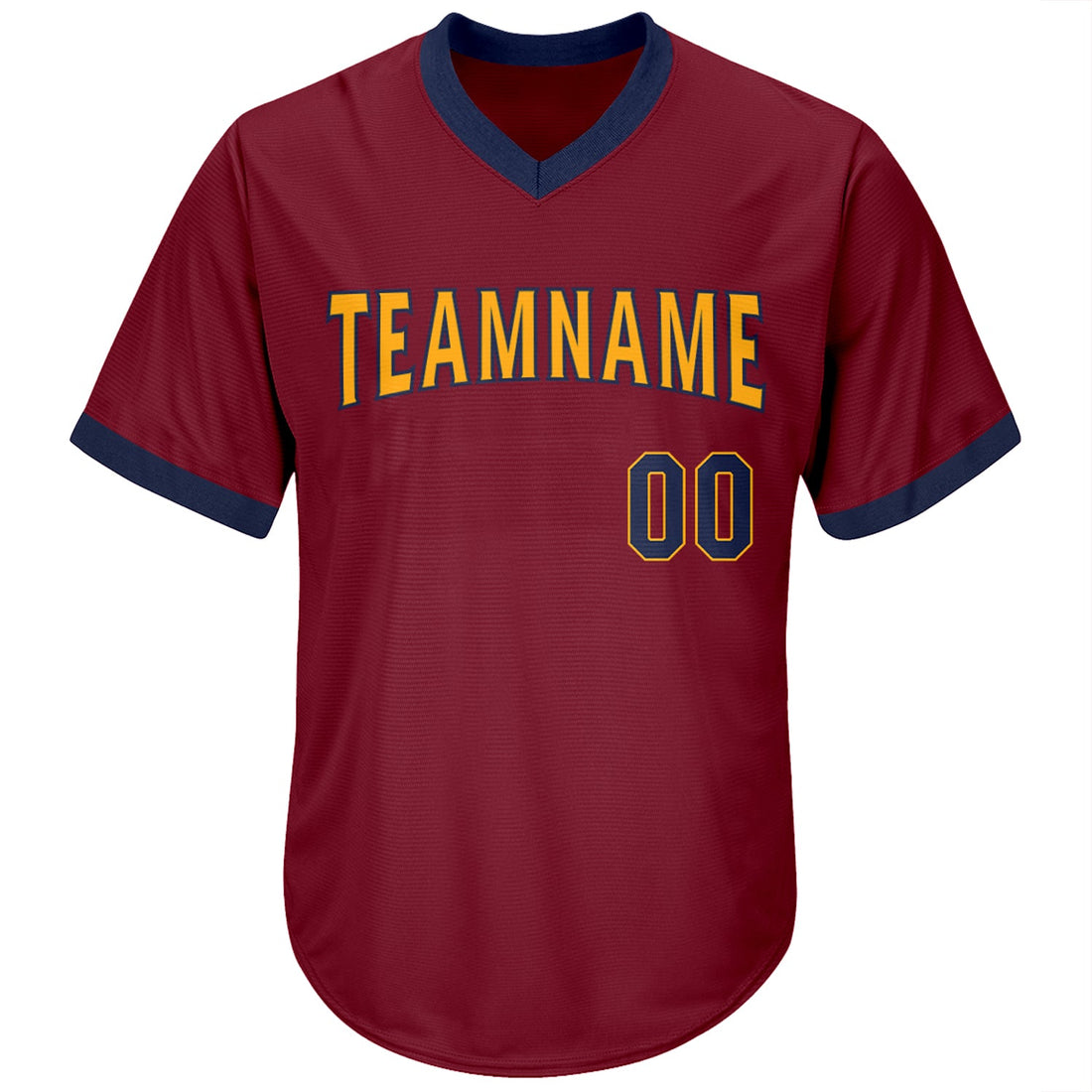 Custom Crimson Navy-Gold Authentic Throwback Rib-Knit Baseball Jersey Shirt