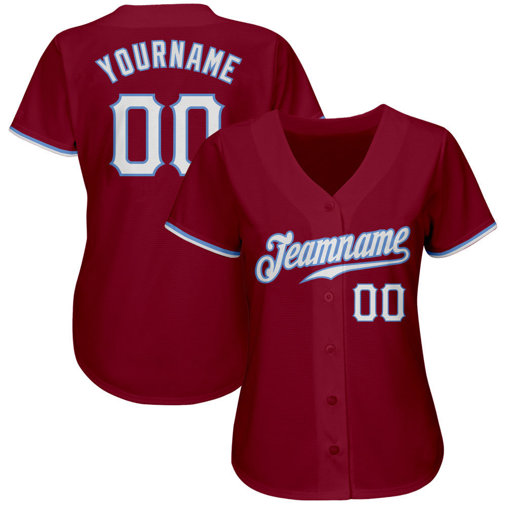 Custom Crimson White-Light Blue Authentic Baseball Jersey