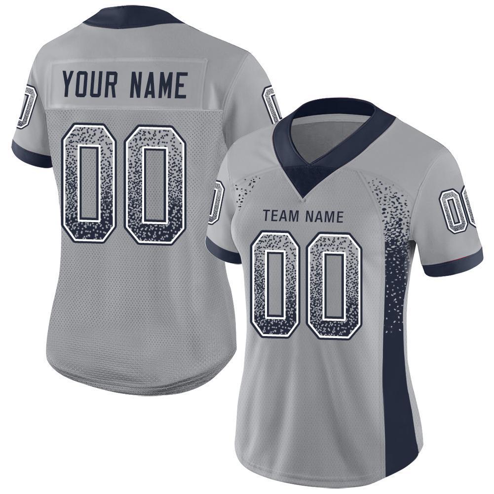 Custom Light Gray Navy-White Mesh Drift Fashion Football Jersey