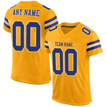 Custom Gold Royal-White Mesh Authentic Football Jersey