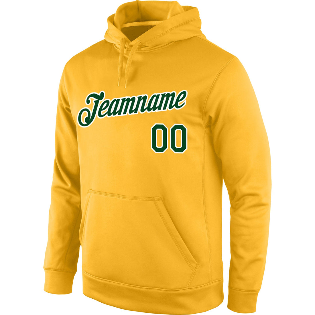 Custom Stitched Gold Green-White Sports Pullover Sweatshirt Hoodie