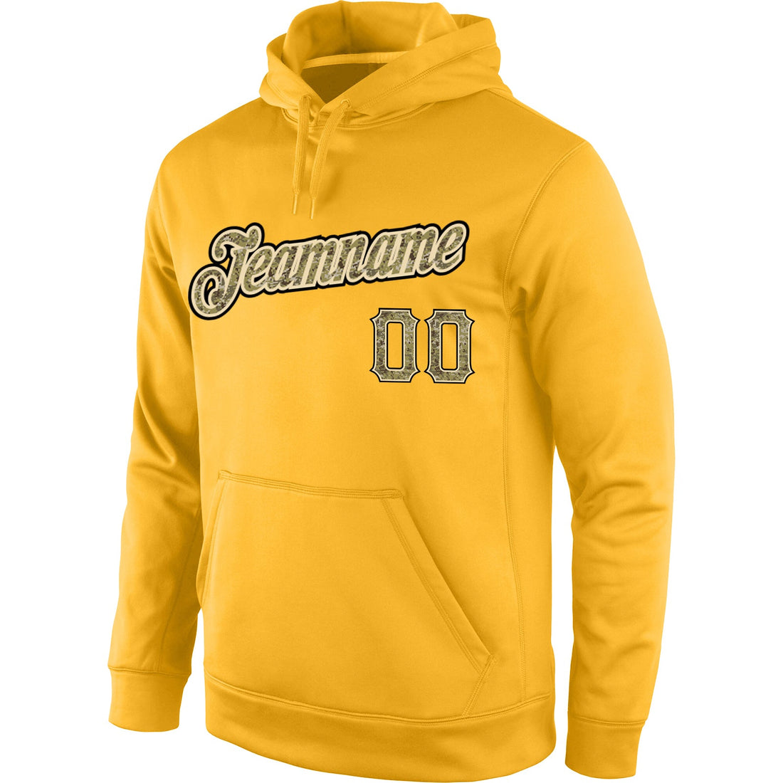 Custom Stitched Gold Camo-Cream Sports Pullover Sweatshirt Hoodie