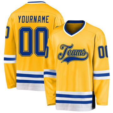 Custom Gold Royal-White Hockey Jersey