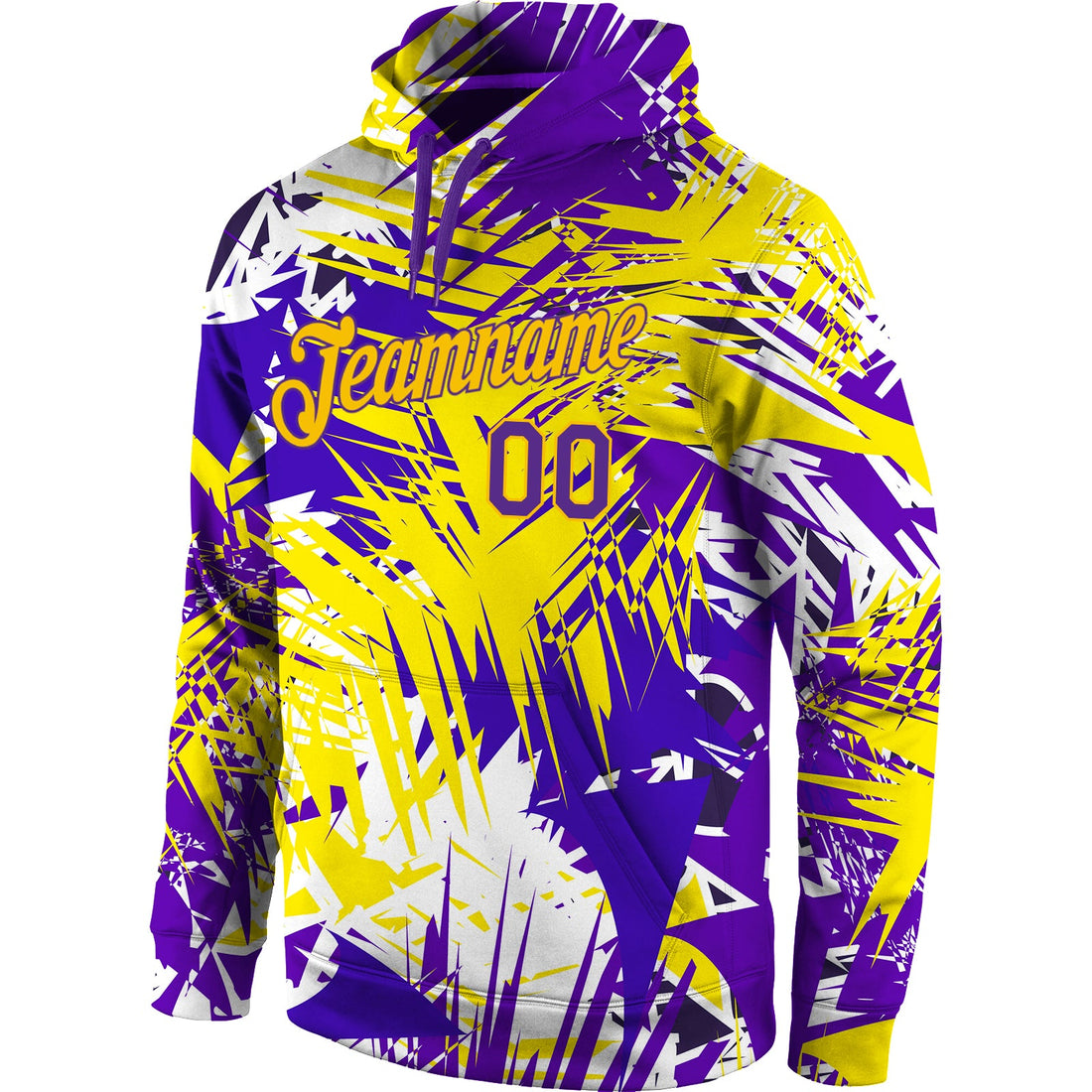 Custom Stitched Graffiti Pattern Purple-Gold 3D Sports Pullover Sweatshirt Hoodie