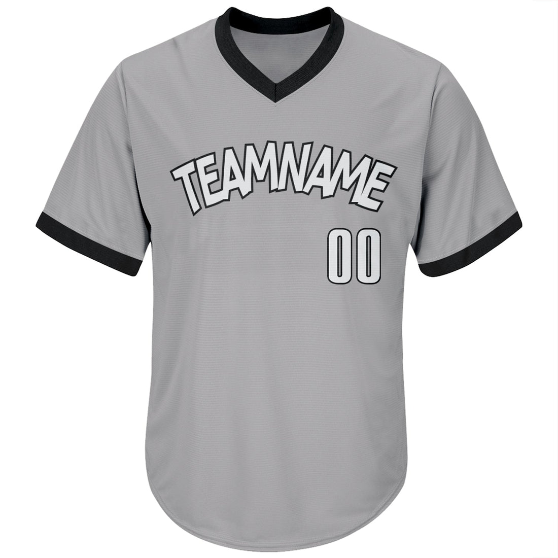 Custom Gray White-Black Authentic Throwback Rib-Knit Baseball Jersey Shirt