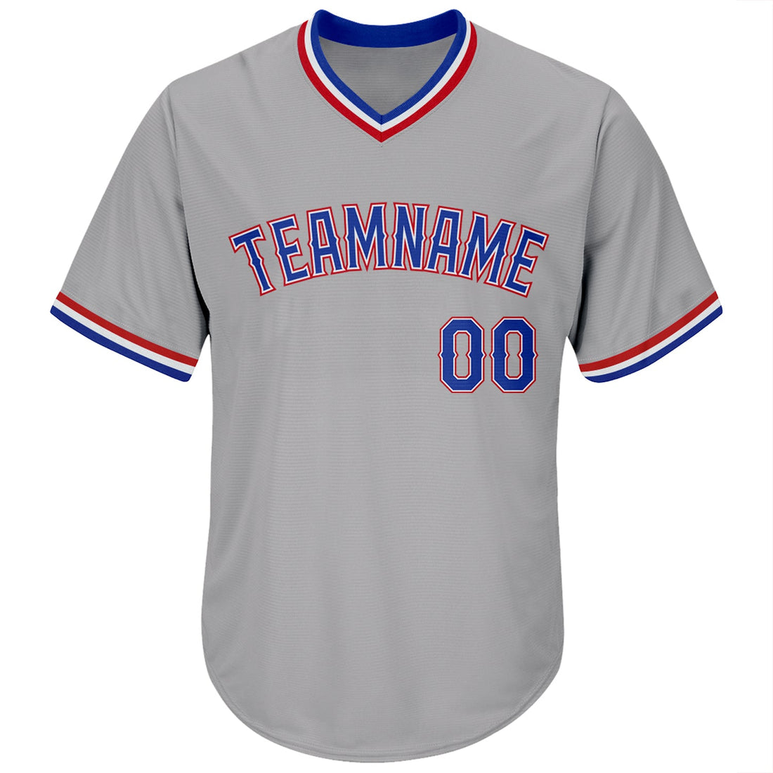 Custom Gray Royal-Red Authentic Throwback Rib-Knit Baseball Jersey Shirt