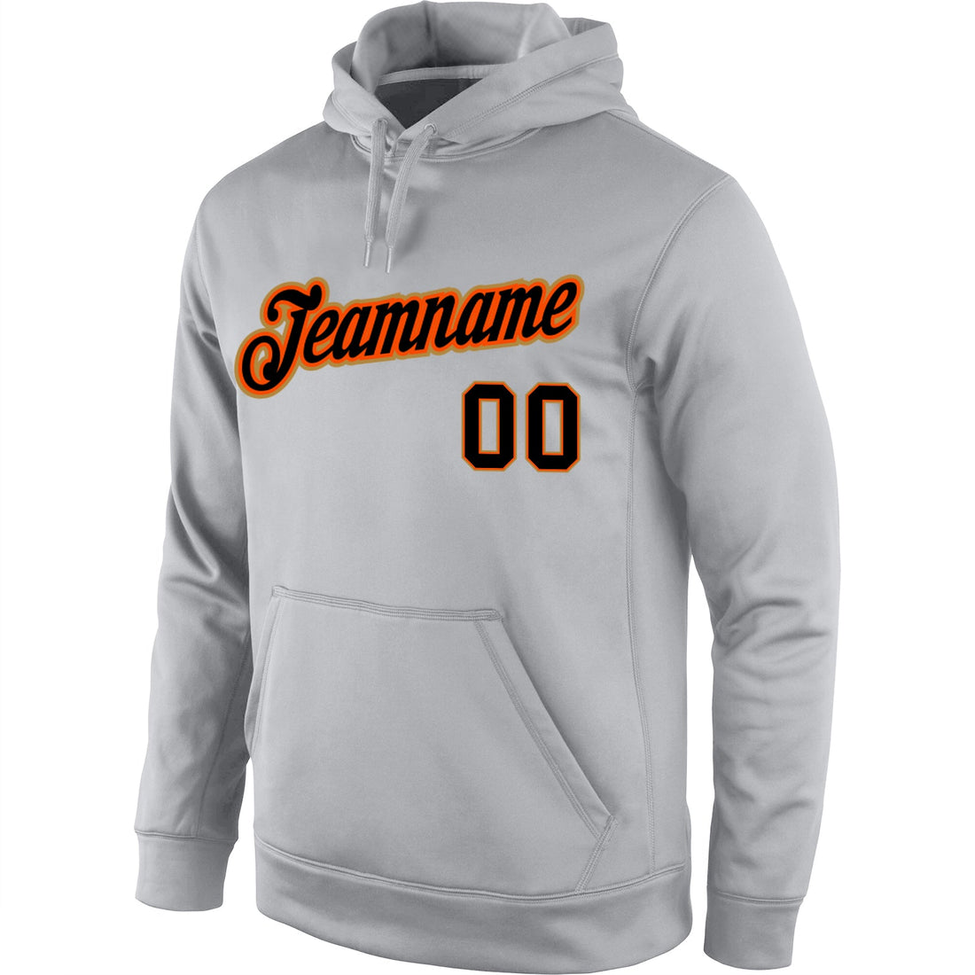 Custom Stitched Gray Black-Orange Sports Pullover Sweatshirt Hoodie