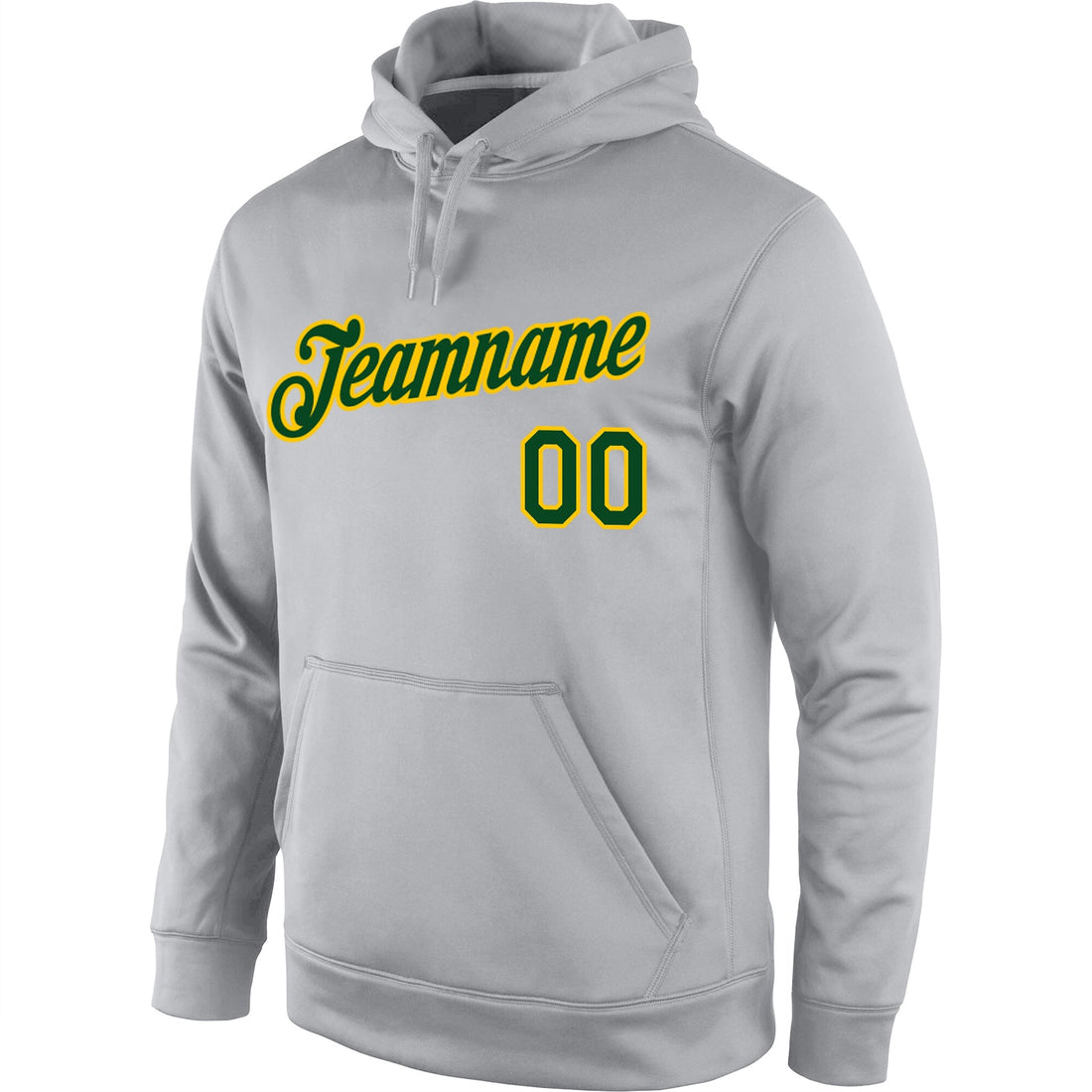 Custom Stitched Gray Green-Gold Sports Pullover Sweatshirt Hoodie