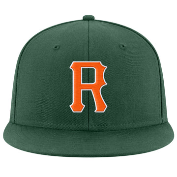 Custom Green Orange-White Stitched Adjustable Snapback Hat