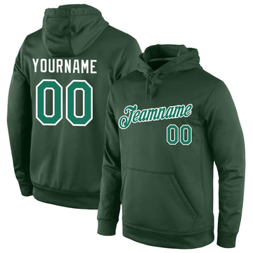 Custom Stitched Green Kelly Green-White Sports Pullover Sweatshirt Hoodie