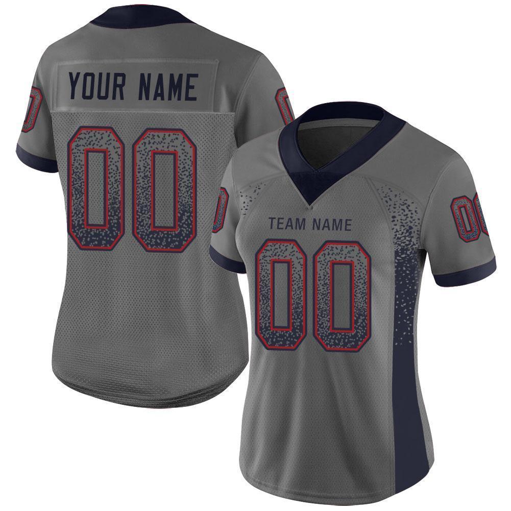 Custom Gray Navy-Red Mesh Drift Fashion Football Jersey