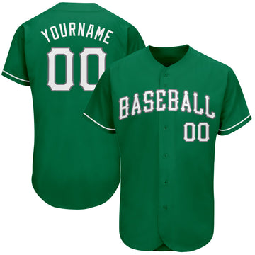 Custom Kelly Green White-Gray Authentic St. Patrick's Day Baseball Jersey