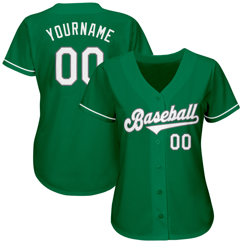 Custom Kelly Green White-Gray Authentic St. Patrick's Day Baseball Jersey