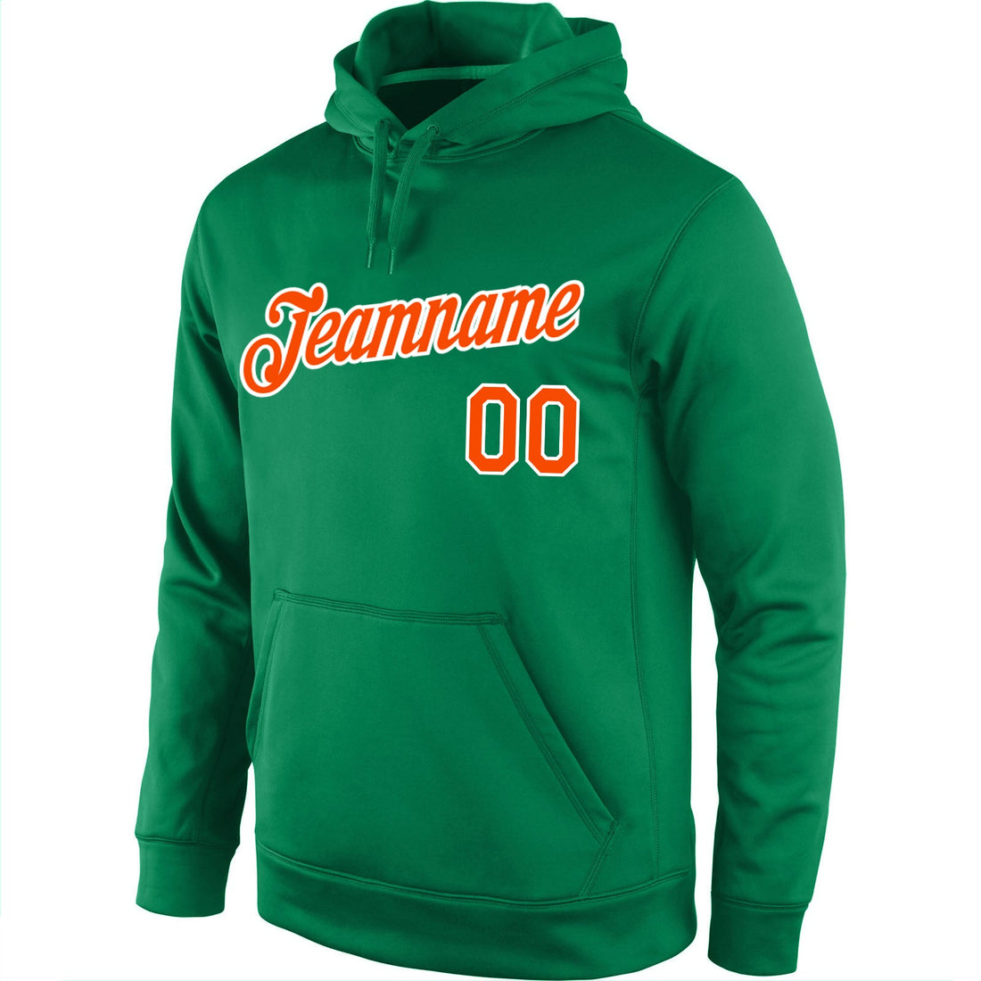 Custom Stitched Kelly Green Orange-White Sports Pullover Sweatshirt Hoodie