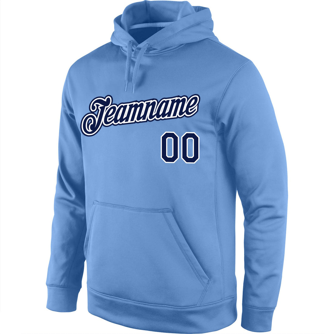 Custom Stitched Light Blue Navy-White Sports Pullover Sweatshirt Hoodie