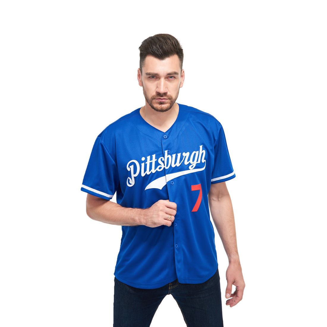 Custom Royal White-Red Baseball Jersey