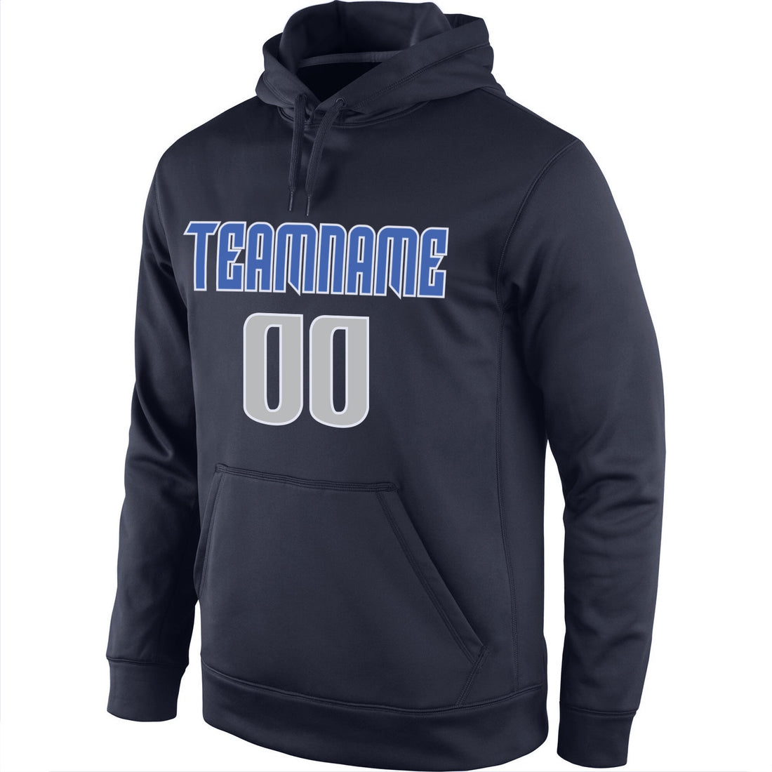 Custom Stitched Navy Gray-Blue Sports Pullover Sweatshirt Hoodie