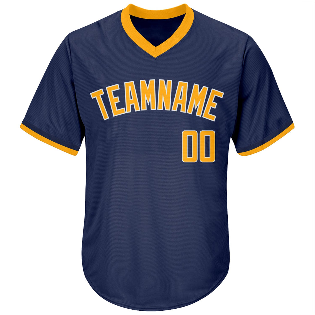 Custom Navy Gold-White Authentic Throwback Rib-Knit Baseball Jersey Shirt