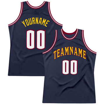 Custom Navy White-Maroon Authentic Throwback Basketball Jersey