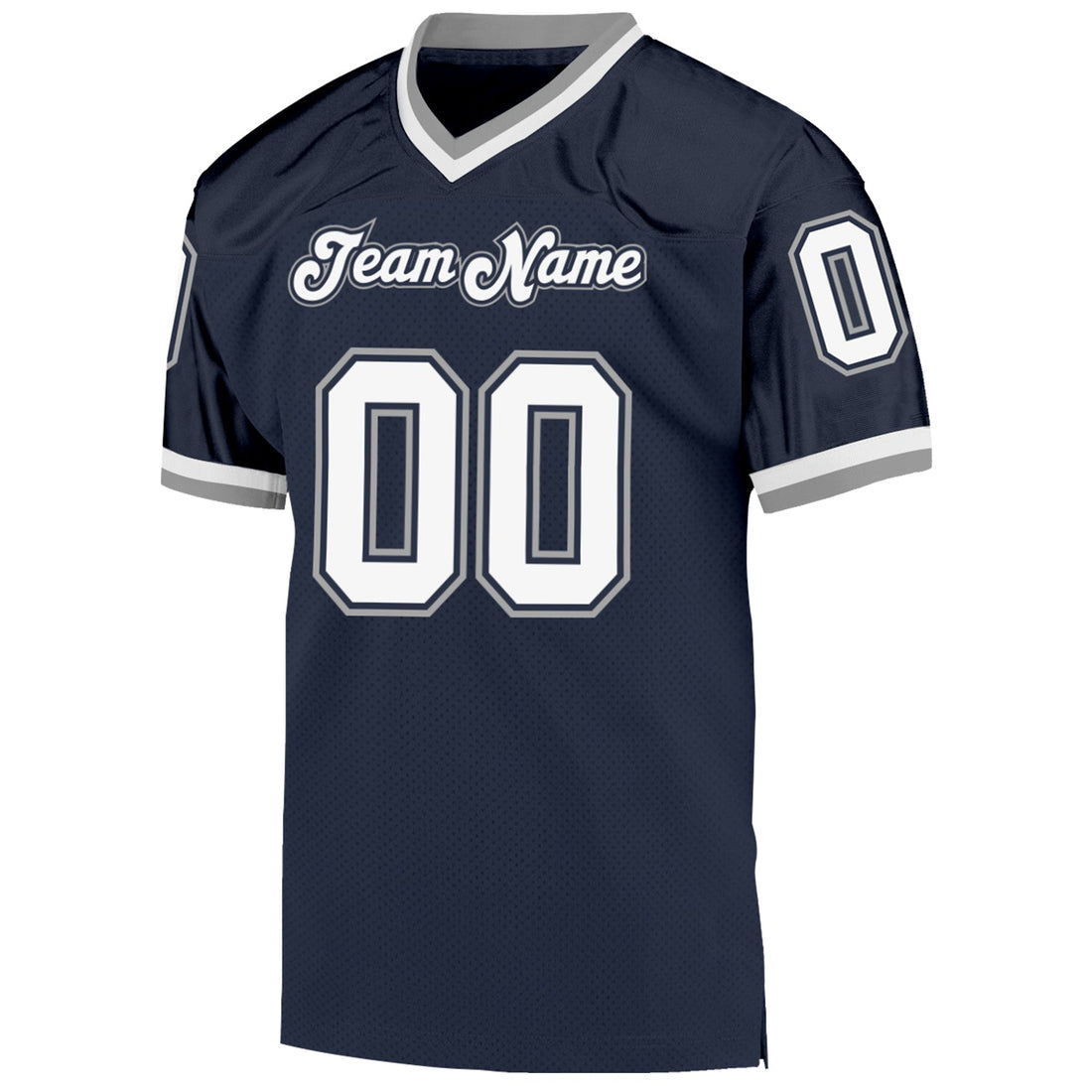 Custom Navy White-Gray Mesh Authentic Throwback Football Jersey