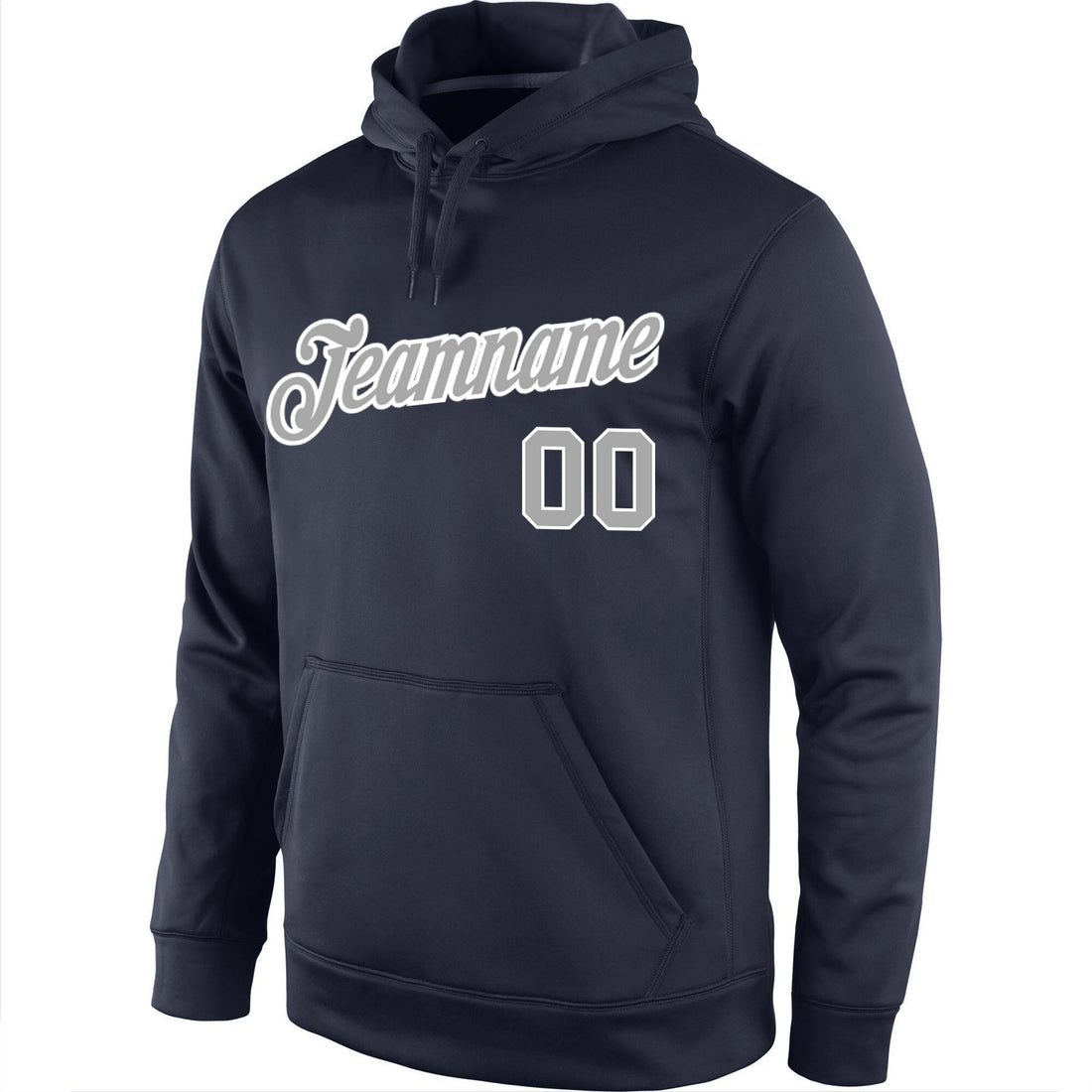 Custom Stitched Navy Gray-White Sports Pullover Sweatshirt Hoodie