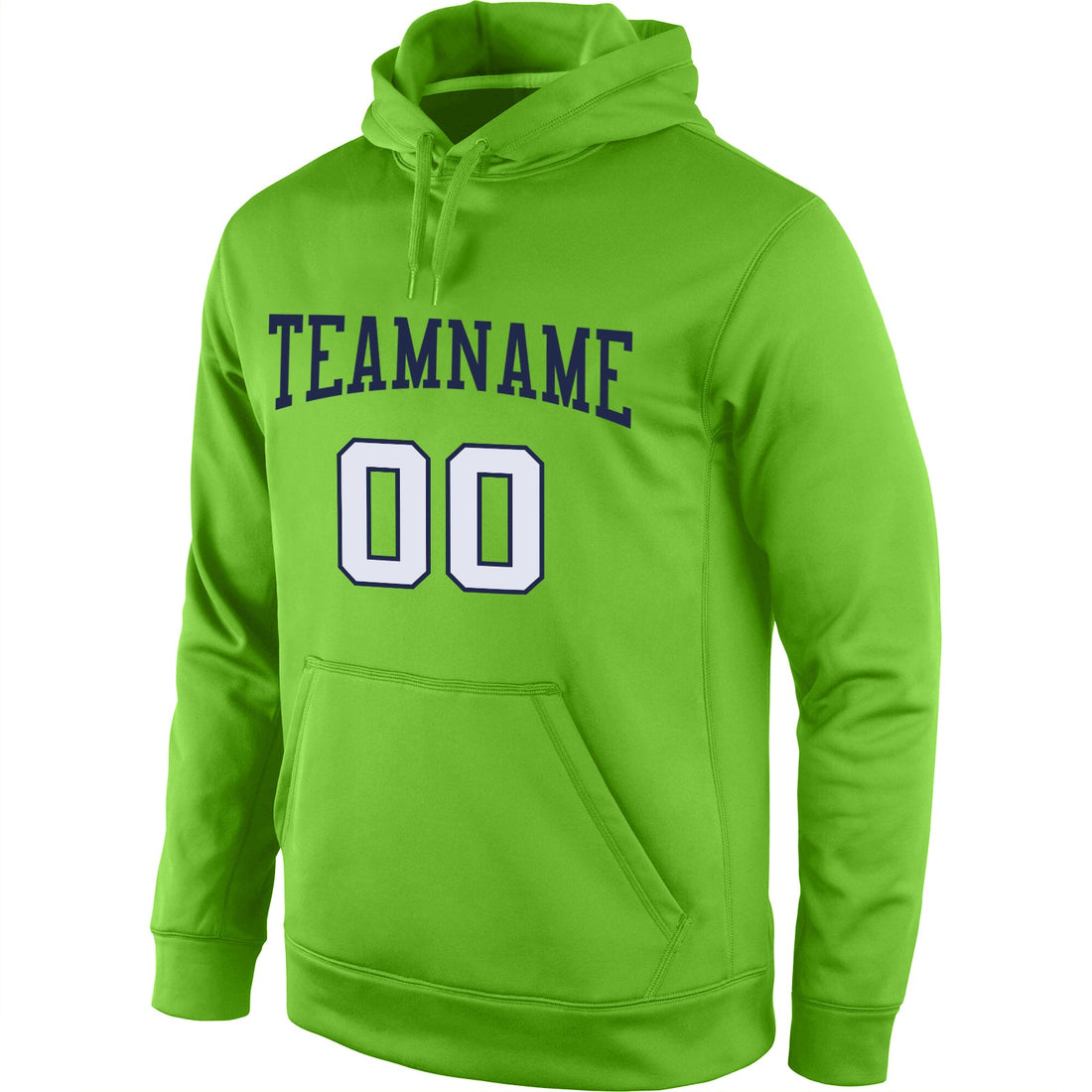 Custom Stitched Neon Green White-Navy Sports Pullover Sweatshirt Hoodie