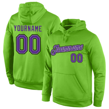 Custom Stitched Neon Green Purple-Gray Sports Pullover Sweatshirt Hoodie