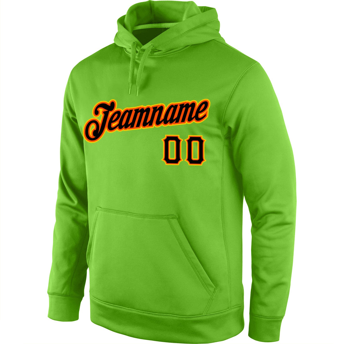 Custom Stitched Neon Green Black-Orange Sports Pullover Sweatshirt Hoodie