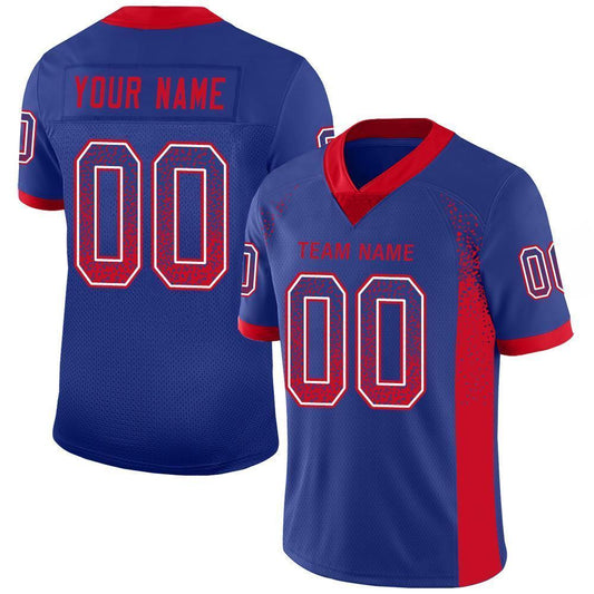 Custom Royal Scarlet-White Mesh Drift Fashion Football Jersey