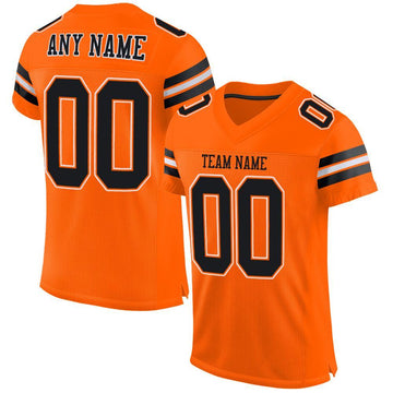 Custom Orange Black-White Mesh Authentic Football Jersey