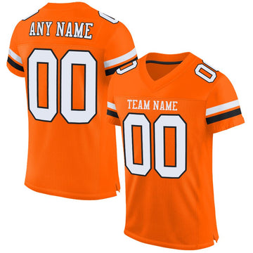 Custom Orange White-Black Mesh Authentic Football Jersey