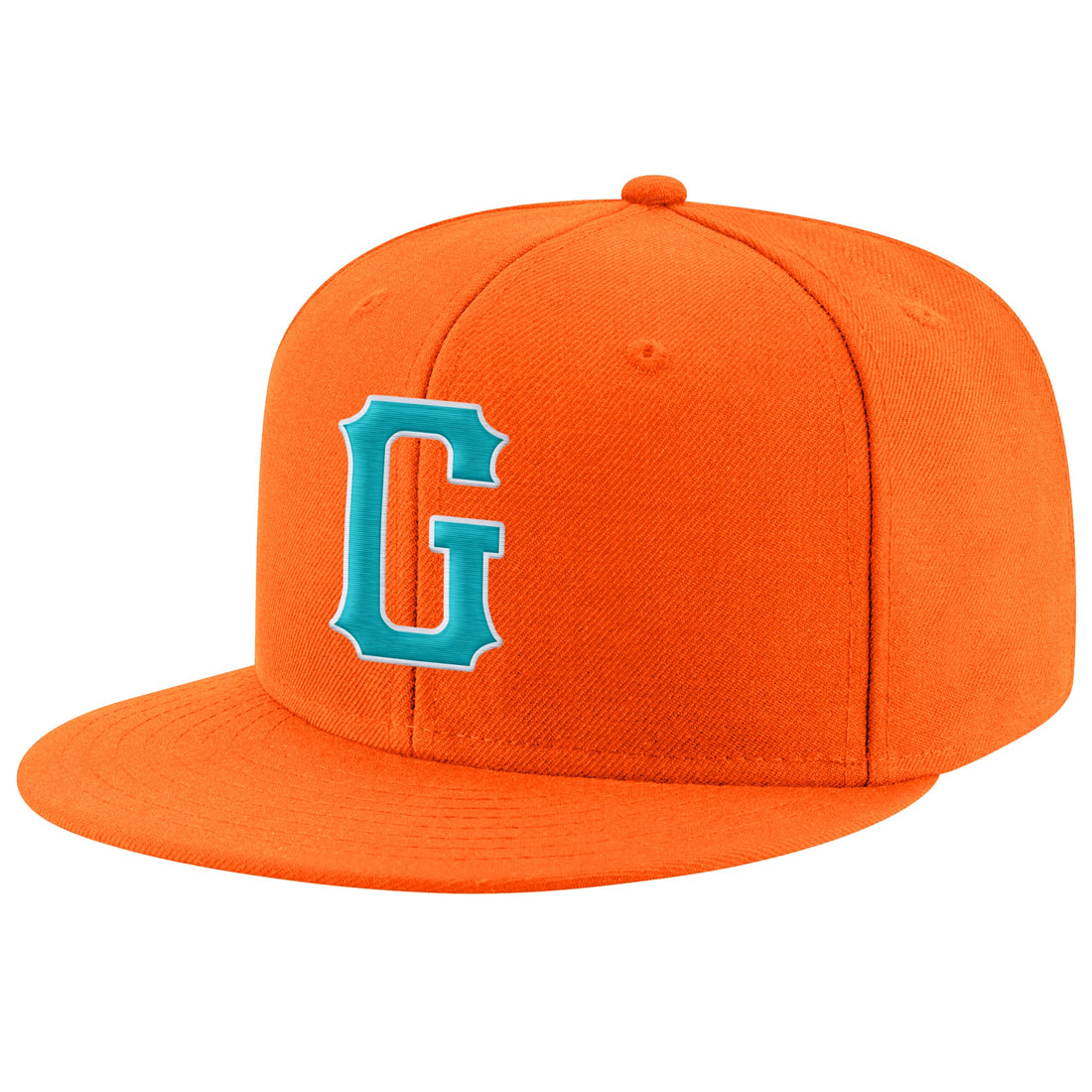 Custom Orange Aqua-White Stitched Adjustable Snapback Hat