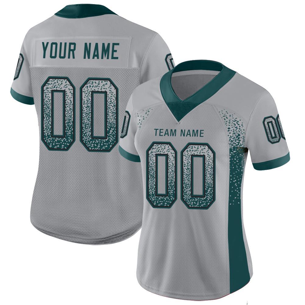 Custom Light Gray Midnight Green-Black Mesh Drift Fashion Football Jersey