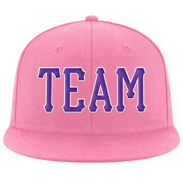 Custom Pink Purple-White Stitched Adjustable Snapback Hat