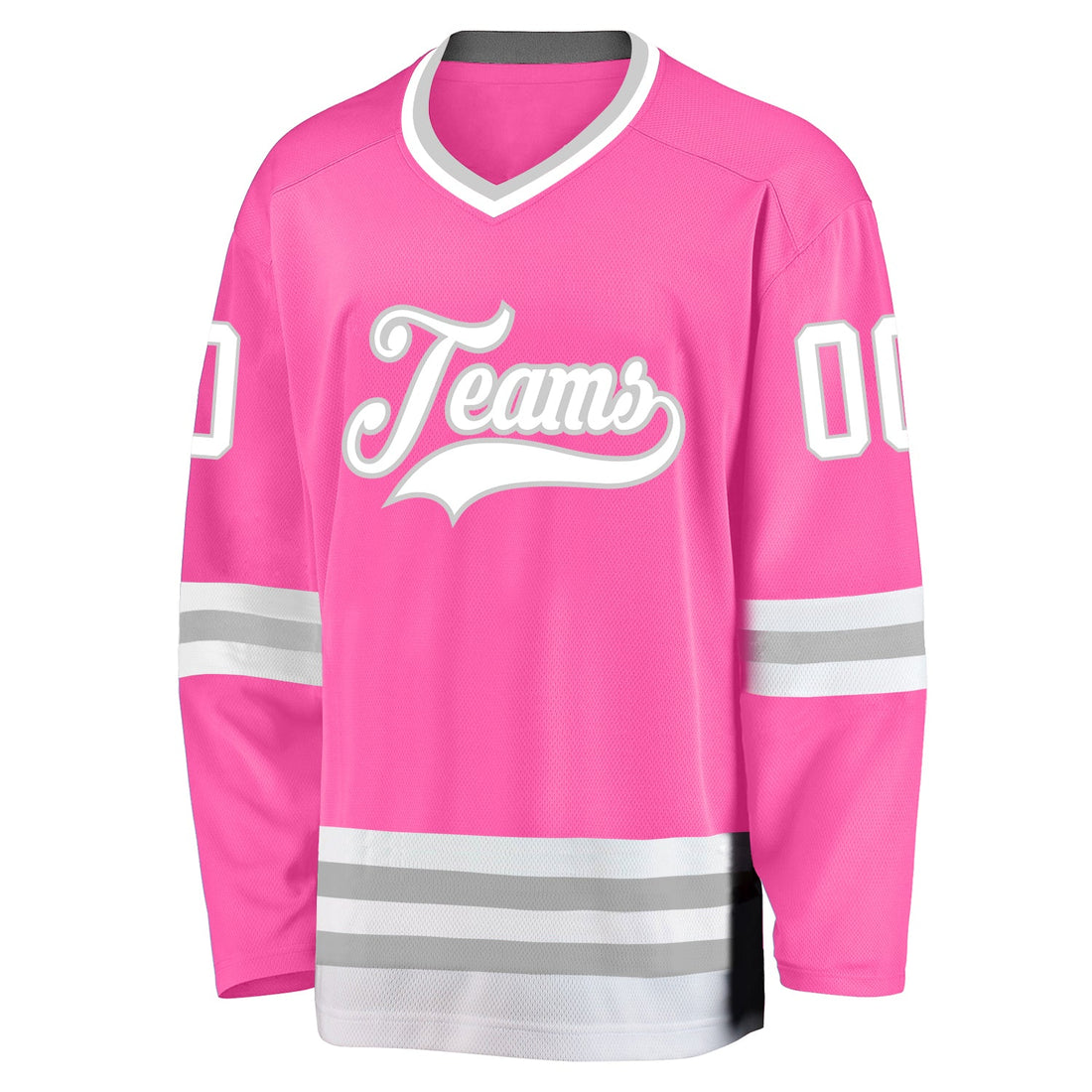 Custom Pink White-Gray Hockey Jersey