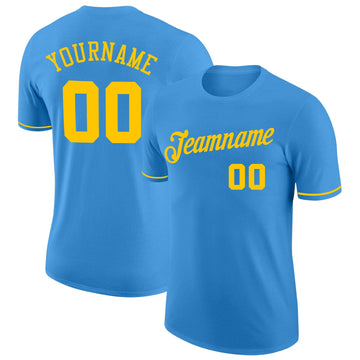 Custom Powder Blue Gold Performance T-Shirt